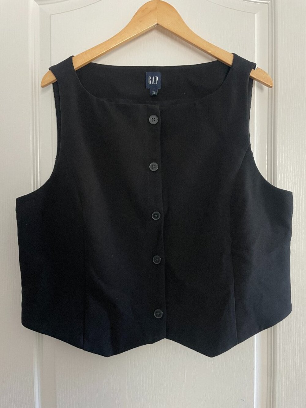 Black Boatneck Button Down Vest
